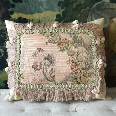 Pair of Spitalfields Silk Cushions